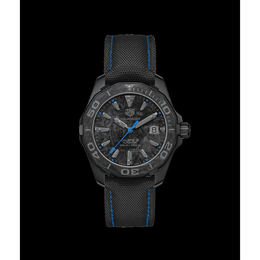 Tag Heuer Aquaracer Calibre 5 Black Nylon Strap Carbon Dial Watch for Men -  WBD218C.FC6447