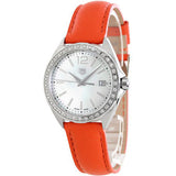 Tag Heuer Formula 1 35mm Quartz Mother of Pearl Dial Orange Leather Strap Watch for Women - WBJ131A.FC8250