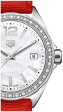 Tag Heuer Formula 1 35mm Quartz Mother of Pearl Dial Orange Leather Strap Watch for Women - WBJ131A.FC8250