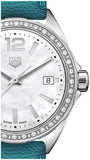 Tag Heuer Formula 1 Quartz 35mm Diamond Mother of Pearl Dial Blue Leather Strap Watch for Women - WBJ131A.FC8256