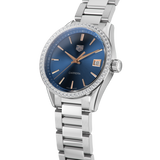 Tag Heuer Carrera Quartz 39mm Diamonds Blue Dial Silver Steel Strap Watch for Women - WAR1114.BA0601