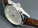 Tag Heuer Carrera Day Date Silver Dial Brown Leather Strap Watch for Men - WBN2011.FC6484