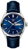 Tag Heuer Carrera Day Date Blue Dial Blue Leather Strap Watch for Men - WBN2012.FC6502