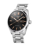 Tag Heuer Carrera Day Date Black Dial Silver Steel Strap Watch for Men - WBN2013.BA0640