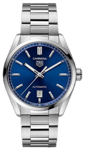 Tag Heuer Carrera Date Blue Dial Silver Steel Strap Watch for Men - WBN2112.BA0639