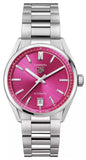 Tag Heuer Carrera Date Automatic 18K Pink Dial Silver Steel Strap Watch for Women - WBN2313.BA0001