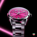 Tag Heuer Carrera Date Automatic 18K Pink Dial Silver Steel Strap Watch for Women - WBN2313.BA0001