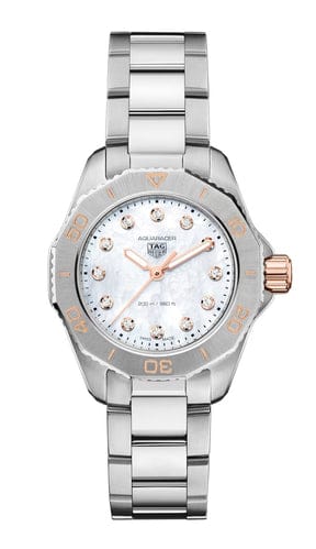 Tag Heuer Aquaracer Professional 200 Quartz Diamonds White Dial Silver Steel Strap Watch for Women - WBP1450.BA0622