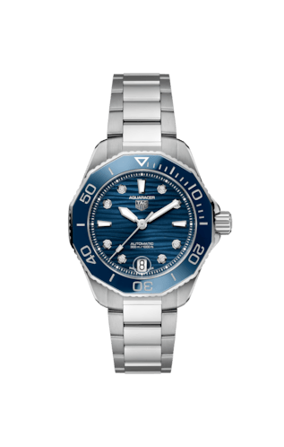 Tag Heuer Aquaracer Professional 300 Automatic Diamonds Blue Dial Silver Steel Strap Watch for Women - WBP231B.BA0618