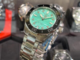 Tag Heuer Aquaracer Professional 300 Automatic Diamonds Green Dial Silver Steel Strap Watch for Women - WBP231K.BA0618