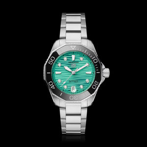 Tag Heuer Aquaracer Professional 300 Automatic Diamonds Green Dial Silver Steel Strap Watch for Women - WBP231K.BA0618