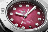 Tag Heuer Aquaracer Professional 200 Automatic Diamond Ruby Red Dial Silver Steel Strap Watch for Women - WBP2414.BA0622