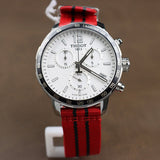 Tissot Quickster Chronograph NBA Chicago Bulls White Dial Red NATO Strap Watch For Men - T095.417.17.037.04