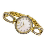 Bulova Crystal Collection Mother of Pearl Dial Gold Steel Strap Watch for Women - 98L225