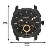 Fossil Machine Chronograph Black Dial Black Steel Strap Watch for Men - FS4682