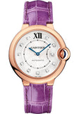 Cartier Ballon Bleu De Cartier Diamonds Silver Dial Pink Leather Strap Watch for Women - WJBB0010