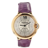 Cartier Ballon Bleu De Cartier Diamonds Silver Dial Pink Leather Strap Watch for Women - WJBB0010