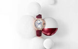 Cartier Ballon Bleu De Cartier Diamonds Silver Dial Red Leather Strap Watch for Women - WJBB0033