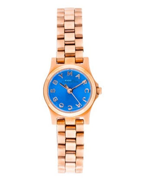 Marc Jacobs Henry Dinky Blue Dial Rose Gold Steel Strap Watch for Women - MBM3204
