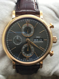 IWC Portofino Chronograph Grey Dial Brown Leather Strap Watch for Men - IW391021