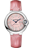 Cartier Ballon Bleu De Cartier Pink Dial Pink Leather Strap Watch for Women - WSBB0007