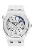 Audemars Piguet Royal Oak Offshore Diver White Dial White Rubber Strap Watch for Men - 15710ST.OO.A010CA.01