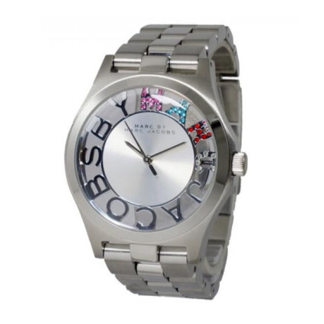 Marc Jacobs Henry Skeleton Silver Dial Silver Steel Strap Watch for Women - MBM3262