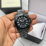 Gucci Dive Quartz Black Dial Black Steel Strap Watch For Men - YA136205