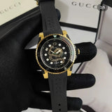 Gucci Dive Quartz Black Dial Black Rubber Strap Watch For Men - YA136219