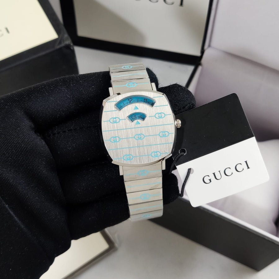Gucci Grip Quartz Silver Dial Silver Steel Strap Watch For Women - YA157437