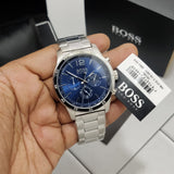 Hugo Boss Professional Chronograph Blue Dial Silver Steel Strap Watch for Men - 1513527