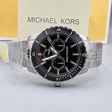 Michael Kors Cunningham Multifunction Black Dial Silver Steel Strap Watch For Men - MK7156