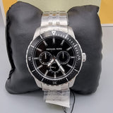 Michael Kors Cunningham Multifunction Black Dial Silver Steel Strap Watch For Men - MK7156