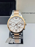 Emporio Armani Giovanni Chronograph Quartz White Dial Two Tone Steel Strap Watch For Men - AR11209