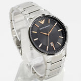 Emporio Armani Renato Quartz Black Dial Silver Steel Strap Watch For Men - AR11179