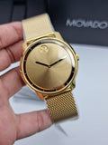 Movado Bold Gold Dial Gold Mesh Bracelet Watch For Men - 3600373