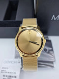 Movado Bold Gold Dial Gold Mesh Bracelet Watch For Men - 3600373