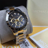 Michael Kors Layton Chronograph Black Dial Two Tone Steel Strap Watch For Men - MK8784