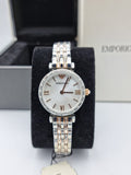 Emporio Armani Gianni T-Bar Silver Dial Two Tone Steel Strap Watch For Women - AR11293