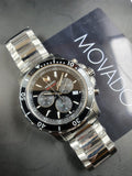 Movado Series 800 Chronograph Black Dial Silver Steel Strap Watch For Men - 2600142