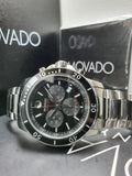 Movado Series 800 Chronograph Black Dial Silver Steel Strap Watch For Men - 2600142