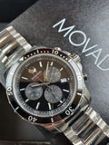 Movado Series 800 Chronograph Black Dial Silver Steel Strap Watch For Men - 2600142