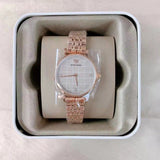 Emporio Armani Gianni T Bar Quartz Mother of Pearl Dial Rose Gold Steel Strap Watch For Women - AR11385