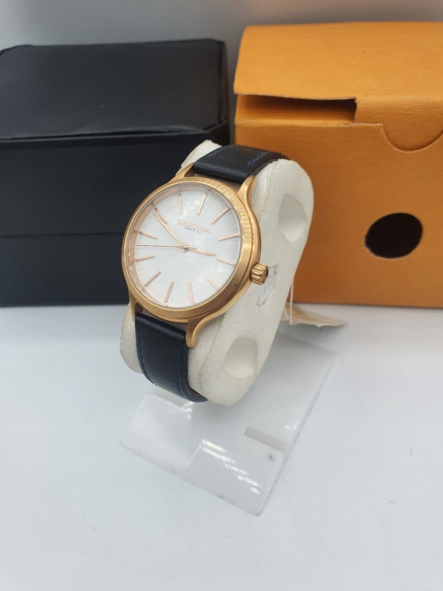 Burberry The City Gold Dial Black Leather Strap Watch for Men - BU2353