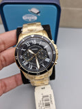 Fossil Inscription Automatic Black Dial Gold Steel Strap Watch for Men - FS5267