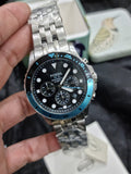 Fossil watch with black face and blue accents, WhatsApp image