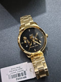 Michael Kors Runway Quartz Black Dial Gold Steel Strap Watch For Women - MK6682