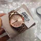 Michael Kors Slim Runway Rose Gold Dial Rose Gold Steel Strap Watch for Women - MK3513