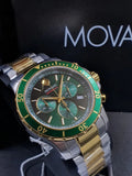 Movado Series 800 Chronograph Green Dial Two Tone Steel Strap Watch For Men - 2600148