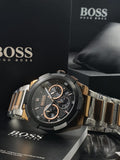 Hugo Boss Supernova Black Dial Two Tone Steel Strap Watch for Men - 1513358